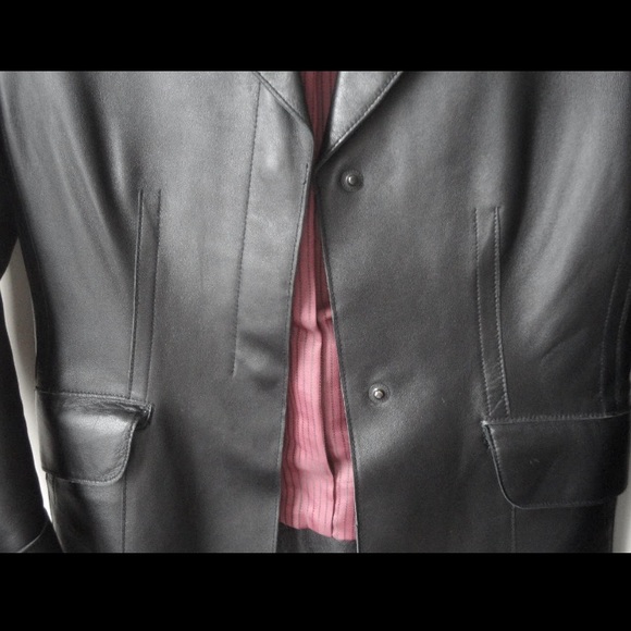 GUESS COLLECTION black sleek leather jacket XS NEW - Picture 6 of 8